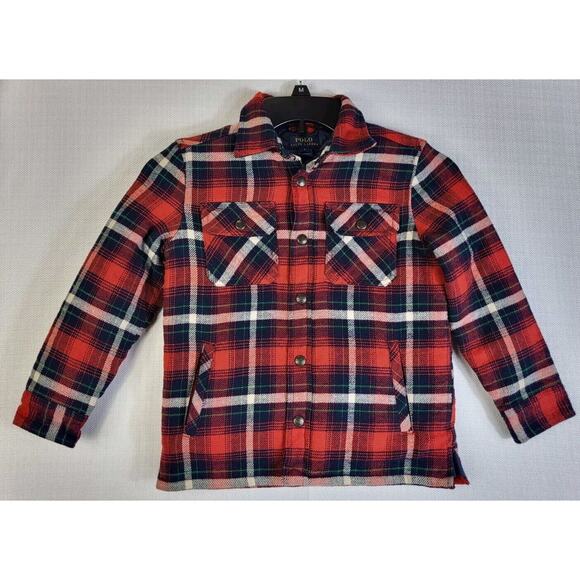 Polo Ralph Lauren Plaid Red Blue Quilted Jacket Tartan Boy's Kids Size 6